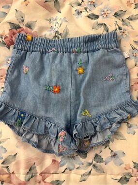 Stella McCartney Light Blue Embroidered Denim Shorts /Bloomers